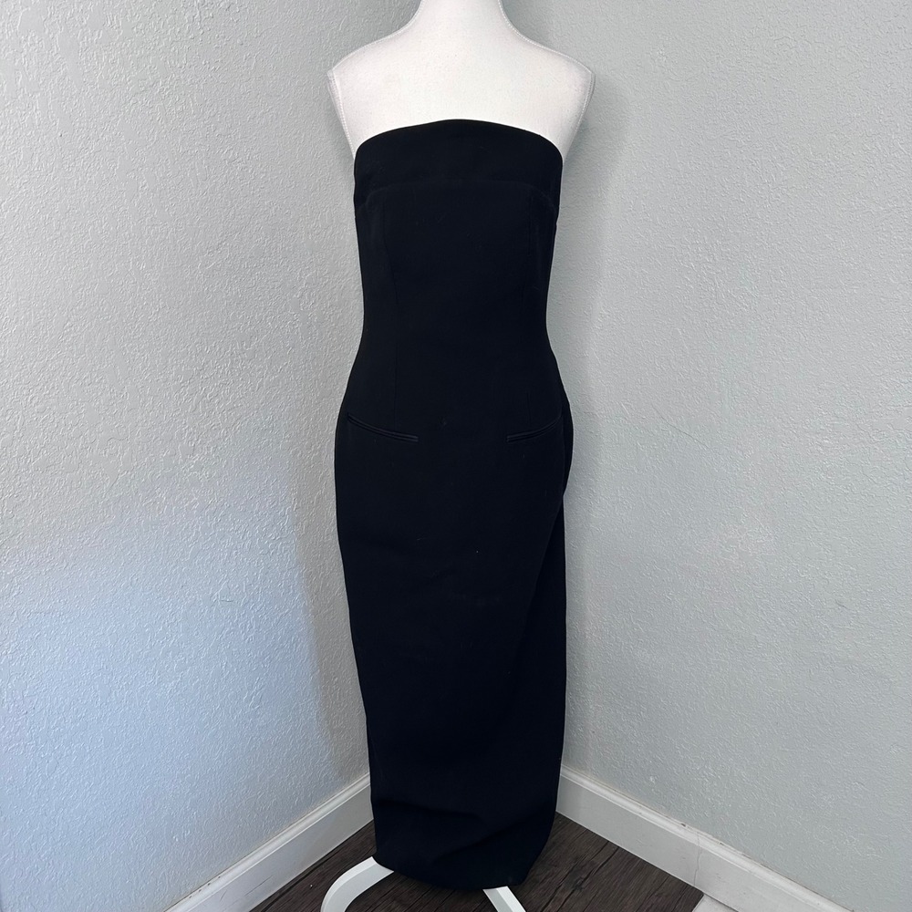 Alexander Wang Black Strapless Wool Blend Tuxedo Maxi Dress Wrap Back 1W121606A1